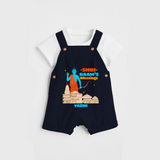 Make a bold entrance with our 'Shri Raam's Blessings' Customised Dungaree Set for Kids, designed to turn heads with its vibrant colors. - NAVY BLUE - 0 - 3 Months Old (Chest 17")