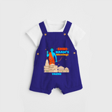 Make a bold entrance with our 'Shri Raam's Blessings' Customised Dungaree Set for Kids, designed to turn heads with its vibrant colors. - ROYAL BLUE - 0 - 3 Months Old (Chest 17")
