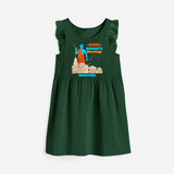Make a bold entrance with our 'Shri Raam's Blessings' Customised Frock for Kids, designed to turn heads with its vibrant colors. - BOTTLE GREEN - 0 - 6 Months Old (Chest 18")