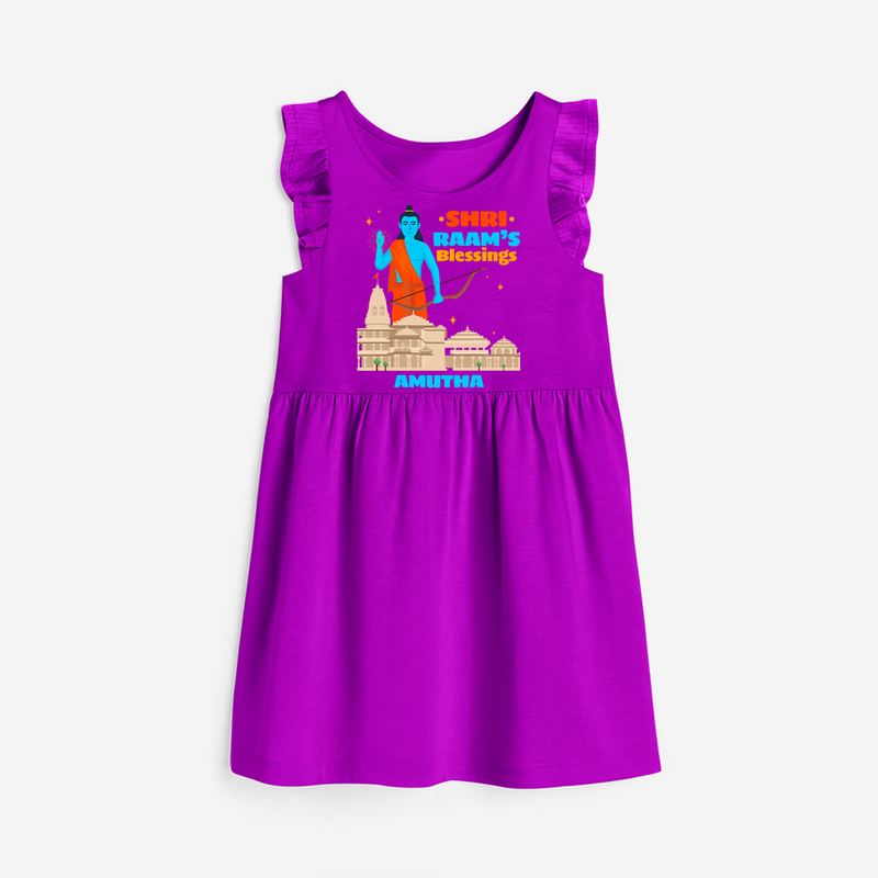 Make a bold entrance with our 'Shri Raam's Blessings' Customised Frock for Kids, designed to turn heads with its vibrant colors. - PURPLE - 0 - 6 Months Old (Chest 18")