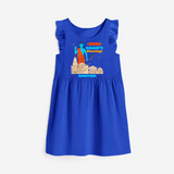 Make a bold entrance with our 'Shri Raam's Blessings' Customised Frock for Kids, designed to turn heads with its vibrant colors. - ROYAL BLUE - 0 - 6 Months Old (Chest 18")