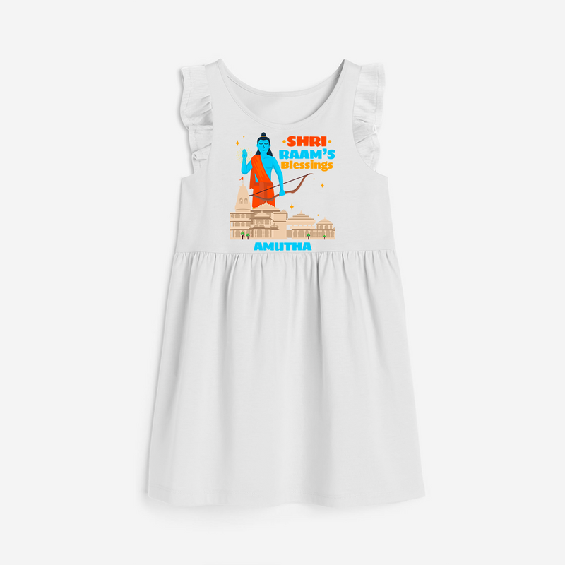 Make a bold entrance with our 'Shri Raam's Blessings' Customised Frock for Kids, designed to turn heads with its vibrant colors. - WHITE - 0 - 6 Months Old (Chest 18")