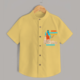Make a bold entrance with our 'Shri Raam's Blessings' Customised Shirt for Kids, designed to turn heads with its vibrant colors. - YELLOW - 0 - 6 Months Old (Chest 21")