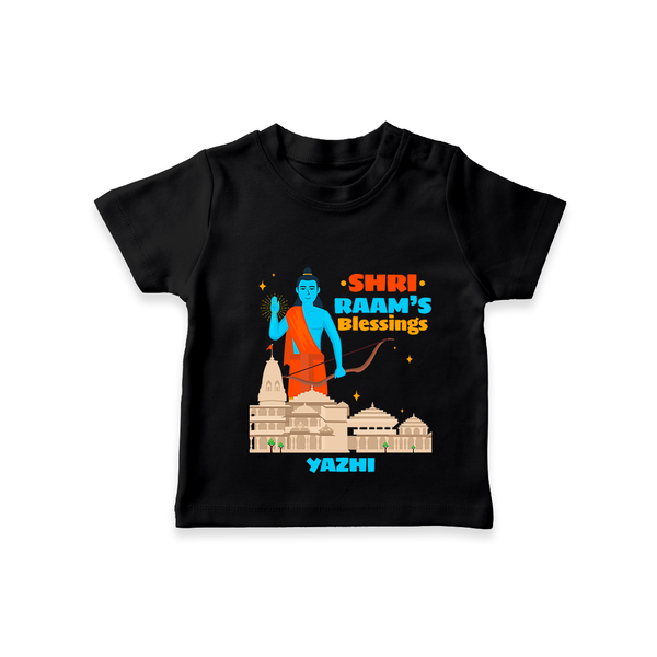 Make a bold entrance with our 'Shri Raam's Blessings' Customised T-Shirt for Kids, designed to turn heads with its vibrant colors. - BLACK - 0 - 5 Months Old (Chest 17")