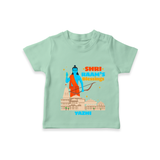 Make a bold entrance with our 'Shri Raam's Blessings' Customised T-Shirt for Kids, designed to turn heads with its vibrant colors. - MINT GREEN - 0 - 5 Months Old (Chest 17")