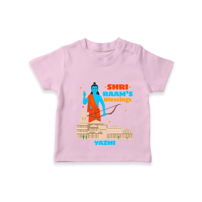 Make a bold entrance with our 'Shri Raam's Blessings' Customised T-Shirt for Kids, designed to turn heads with its vibrant colors. - PINK - 0 - 5 Months Old (Chest 17")