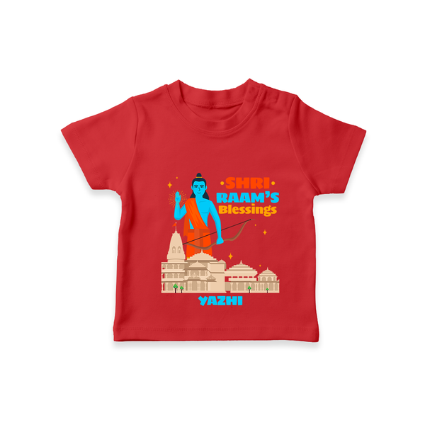 Make a bold entrance with our 'Shri Raam's Blessings' Customised T-Shirt for Kids, designed to turn heads with its vibrant colors. - RED - 0 - 5 Months Old (Chest 17")