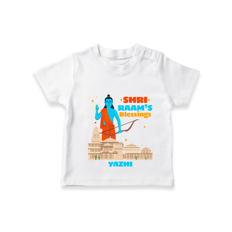 Make a bold entrance with our 'Shri Raam's Blessings' Customised T-Shirt for Kids, designed to turn heads with its vibrant colors. - WHITE - 0 - 5 Months Old (Chest 17")