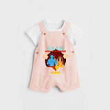 Leave a lasting impression with our 'Raam Lives In My heart' Customised Dungaree Set for Kids - PEACH - 0 - 3 Months Old (Chest 17")