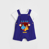Leave a lasting impression with our 'Raam Lives In My heart' Customised Dungaree Set for Kids - ROYAL BLUE - 0 - 3 Months Old (Chest 17")