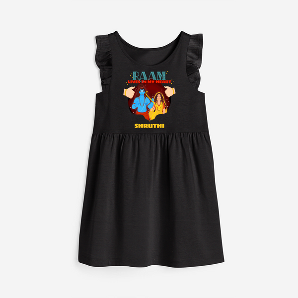 Leave a lasting impression with our 'Raam Lives In My heart' Customised Frock for Kids - BLACK - 0 - 6 Months Old (Chest 18")