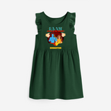 Leave a lasting impression with our 'Raam Lives In My heart' Customised Frock for Kids - BOTTLE GREEN - 0 - 6 Months Old (Chest 18")