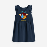 Leave a lasting impression with our 'Raam Lives In My heart' Customised Frock for Kids - NAVY BLUE - 0 - 6 Months Old (Chest 18")