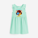 Leave a lasting impression with our 'Raam Lives In My heart' Customised Frock for Kids - TEAL GREEN - 0 - 6 Months Old (Chest 18")