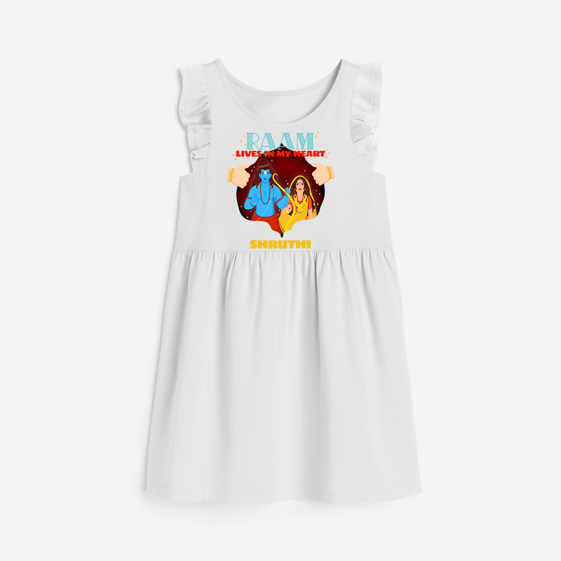 Leave a lasting impression with our 'Raam Lives In My heart' Customised Frock for Kids - WHITE - 0 - 6 Months Old (Chest 18")