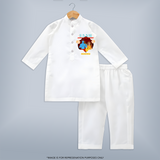 Leave a lasting impression with our 'Raam Lives In My heart' Customised Kurta Set for Kids - WHITE - 0 - 6 Months Old (Chest 22", Waist 18", Pant Length 16")