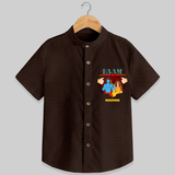 Leave a lasting impression with our 'Raam Lives In My heart' Customised Shirt for Kids - CHOCOLATE BROWN - 0 - 6 Months Old (Chest 21")
