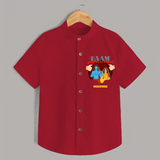 Leave a lasting impression with our 'Raam Lives In My heart' Customised Shirt for Kids - RED - 0 - 6 Months Old (Chest 21")