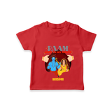 Leave a lasting impression with our 'Raam Lives In My heart' Customised T-Shirt for Kids - RED - 0 - 5 Months Old (Chest 17")