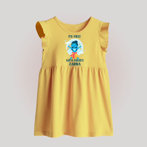 My First Rama Navami – Personalized Baby Frock - PASTEL YELLOW - 0 - 3 Months Old (Chest 17")