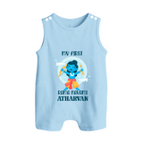 My First Rama Navami – Personalized Baby Romper suit - BABY BLUE - 0 - 5 Months Old (Chest 18")