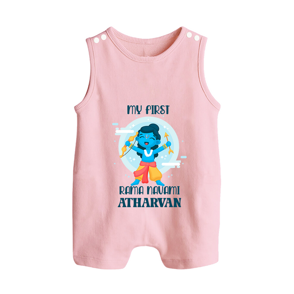 My First Rama Navami – Personalized Baby Romper suit - BABY PINK - 0 - 5 Months Old (Chest 18")