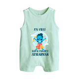 My First Rama Navami – Personalized Baby Romper suit - MINT GREEN - 0 - 5 Months Old (Chest 18")