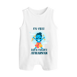 My First Rama Navami – Personalized Baby Romper suit - WHITE - 0 - 5 Months Old (Chest 18")