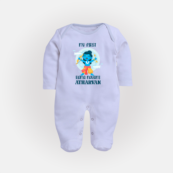 My First Rama Navami – Personalized Baby Fullbody suit - BABY BLUE - New Born (Chest 7.5")