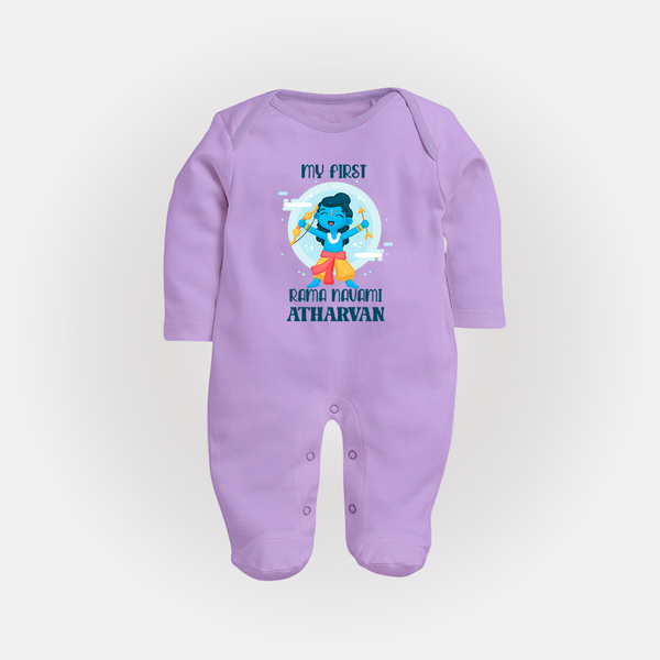 My First Rama Navami – Personalized Baby Fullbody suit - LILAC - New Born (Chest 7.5")