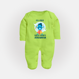 My First Rama Navami – Personalized Baby Fullbody suit - LIME GREEN - New Born (Chest 7.5")