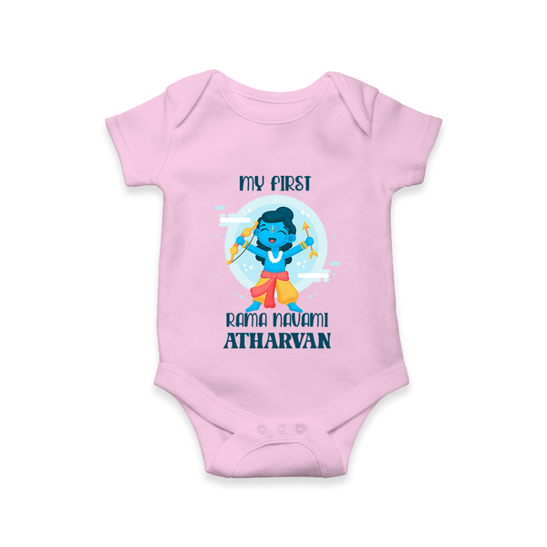 My First Rama Navami – Personalized Baby Romper - BABY PINK - New Born (Chest 14")
