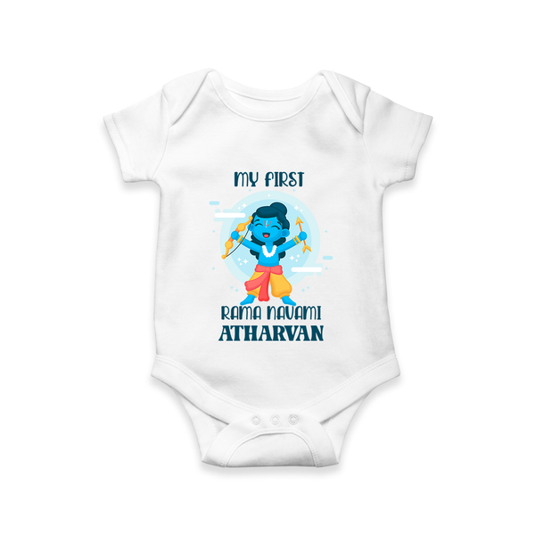 My First Rama Navami – Personalized Baby Romper - WHITE - New Born (Chest 14")