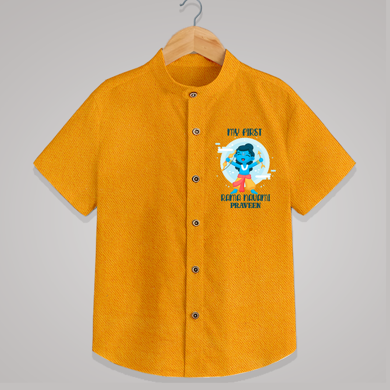 My First Ram Navami - Celebrating With Divine Blessings With Our Customized Shirt For kids With Name - CHROME YELLOW - 0 - 6 Months Old (Chest 23")