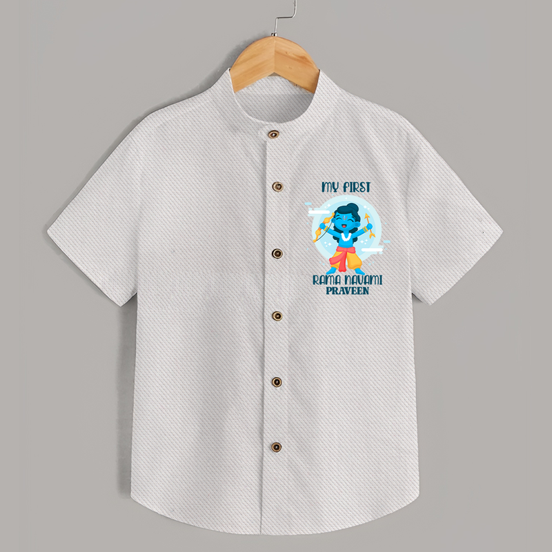 My First Ram Navami - Celebrating With Divine Blessings With Our Customized Shirt For kids With Name - WHITE - 0 - 6 Months Old (Chest 23")