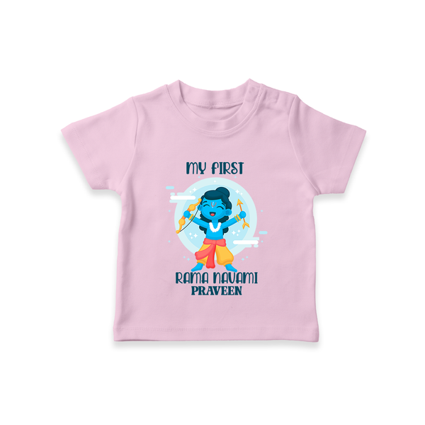 My First Ram Navami - Celebrating With Divine Blessings With Our Customized T-Shirt For kids With Name - PINK - 0-5 Months Old (Chest 17")