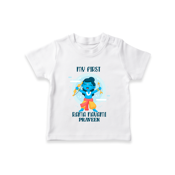 My First Ram Navami - Celebrating With Divine Blessings With Our Customized T-Shirt For kids With Name - WHITE - 0-5 Months Old (Chest 17")