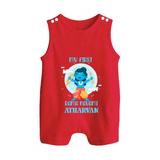 My First Rama Navami – Personalized Baby Romper suit - RED - 0 - 5 Months Old (Chest 18")