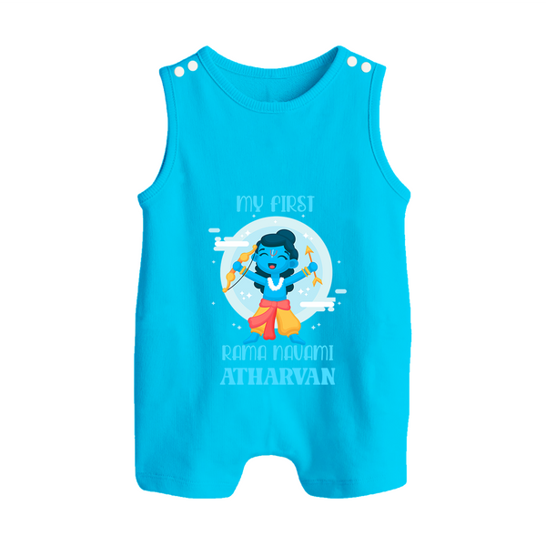 My First Rama Navami – Personalized Baby Romper suit - SKY BLUE - 0 - 5 Months Old (Chest 18")