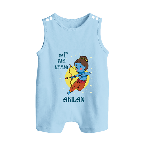 My 1st Ram Navami – Personalized Baby Romper suit - BABY BLUE - 0 - 5 Months Old (Chest 18")