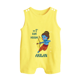 My 1st Ram Navami – Personalized Baby Romper suit - PASTEL YELLOW - 0 - 5 Months Old (Chest 18")
