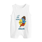 My 1st Ram Navami – Personalized Baby Romper suit - WHITE - 0 - 5 Months Old (Chest 18")