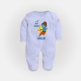 My 1st Ram Navami – Personalized Baby Fullbody suit - BABY BLUE - New Born (Chest 7.5")