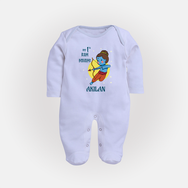 My 1st Ram Navami – Personalized Baby Fullbody suit - BABY BLUE - New Born (Chest 7.5")
