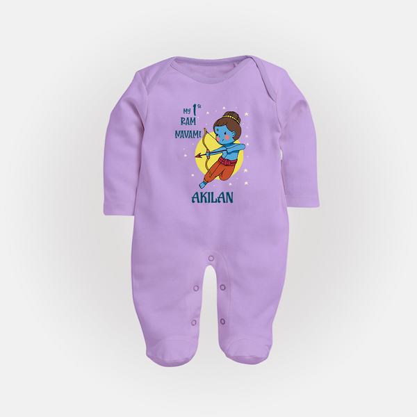 My 1st Ram Navami – Personalized Baby Fullbody suit - LILAC - New Born (Chest 7.5")