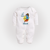 My 1st Ram Navami – Personalized Baby Fullbody suit - WHITE - New Born (Chest 7.5")