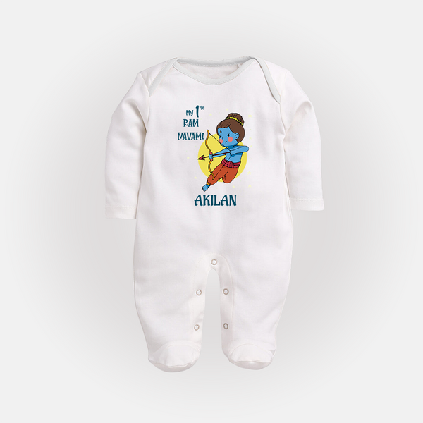 My 1st Ram Navami – Personalized Baby Fullbody suit - WHITE - New Born (Chest 7.5")