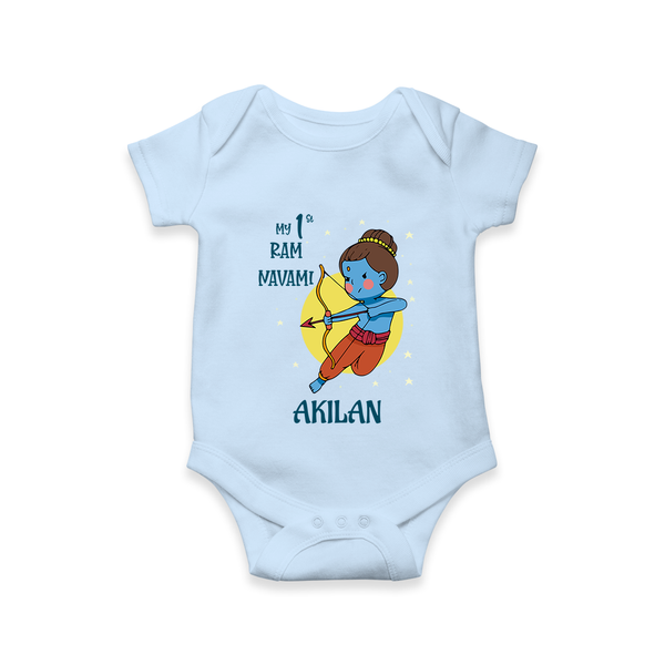 My 1st Ram Navami – Personalized Baby Romper - BABY BLUE - New Born (Chest 14")