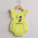 My 1st Ram Navami – Personalized Romper Frock - PASTEL YELLOW - 0 - 3 Months Old (Chest 19")