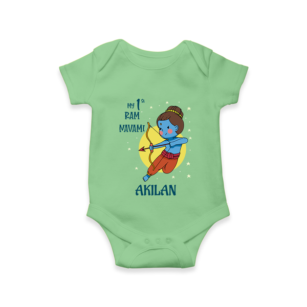 My 1st Ram Navami – Personalized Baby Romper - GREEN - New Born (Chest 14")